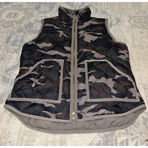 J Crew‎ Quilted Puffer Vest Down-Filled Size XS X-small Camo Print Zip Mens